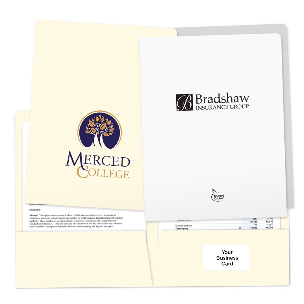 [291-400] Classic Textured Printed Folders (White - 80 lb. Classic Linen, Standard 2-Pockets, 1-Color Printing)