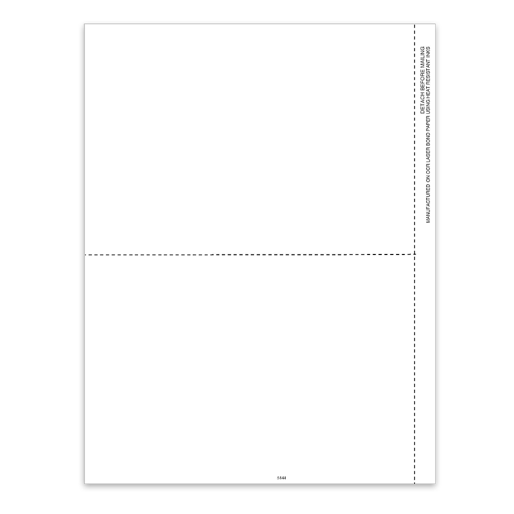 [5144] 2-Up Blank 1099 Tax Form With 1/2" Side Perf (5144)