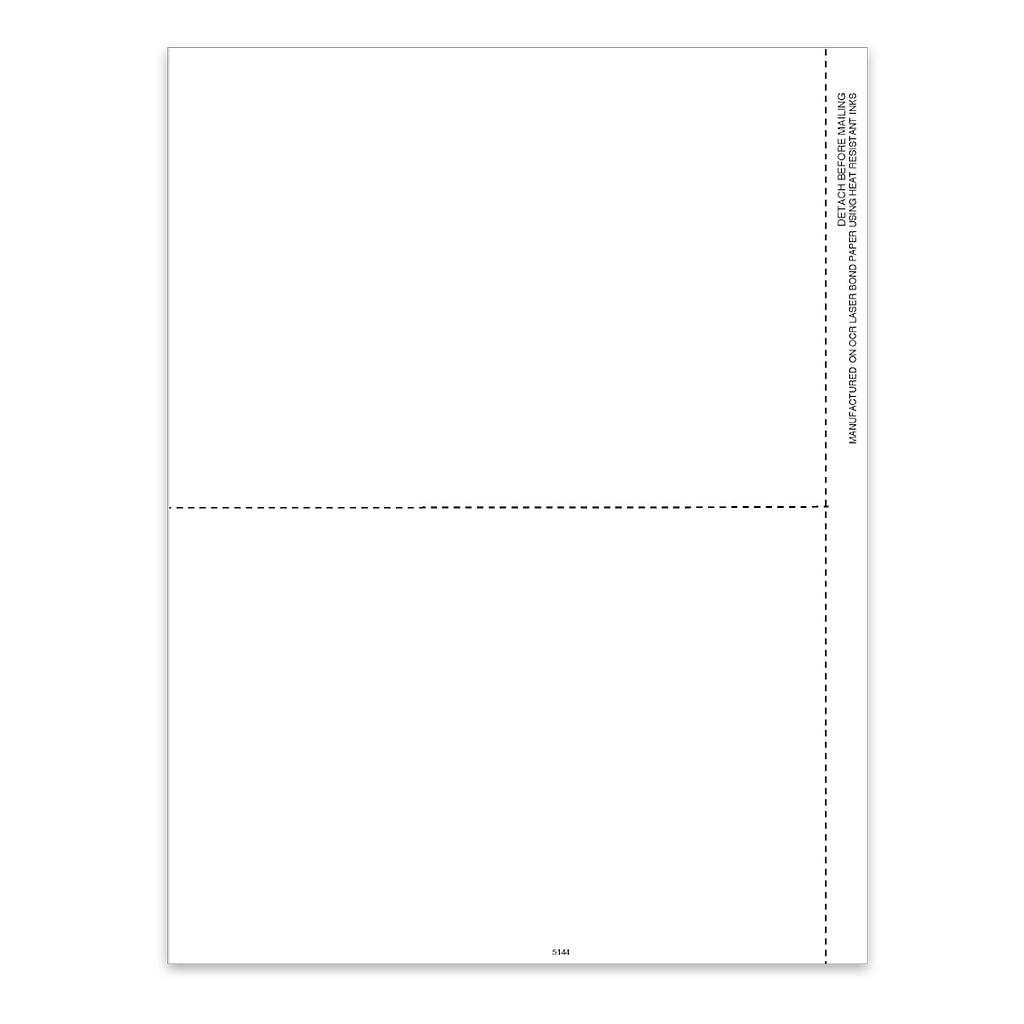2-Up Blank 1099 Tax Form With 1/2" Side Perf (5144)