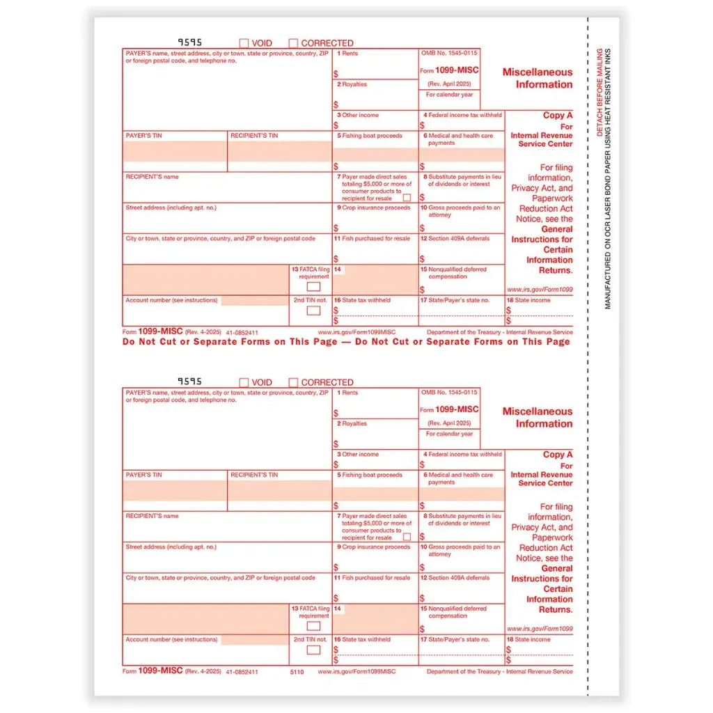 [5110] Tax Form 1099-MISC - Copy A Federal (5110)
