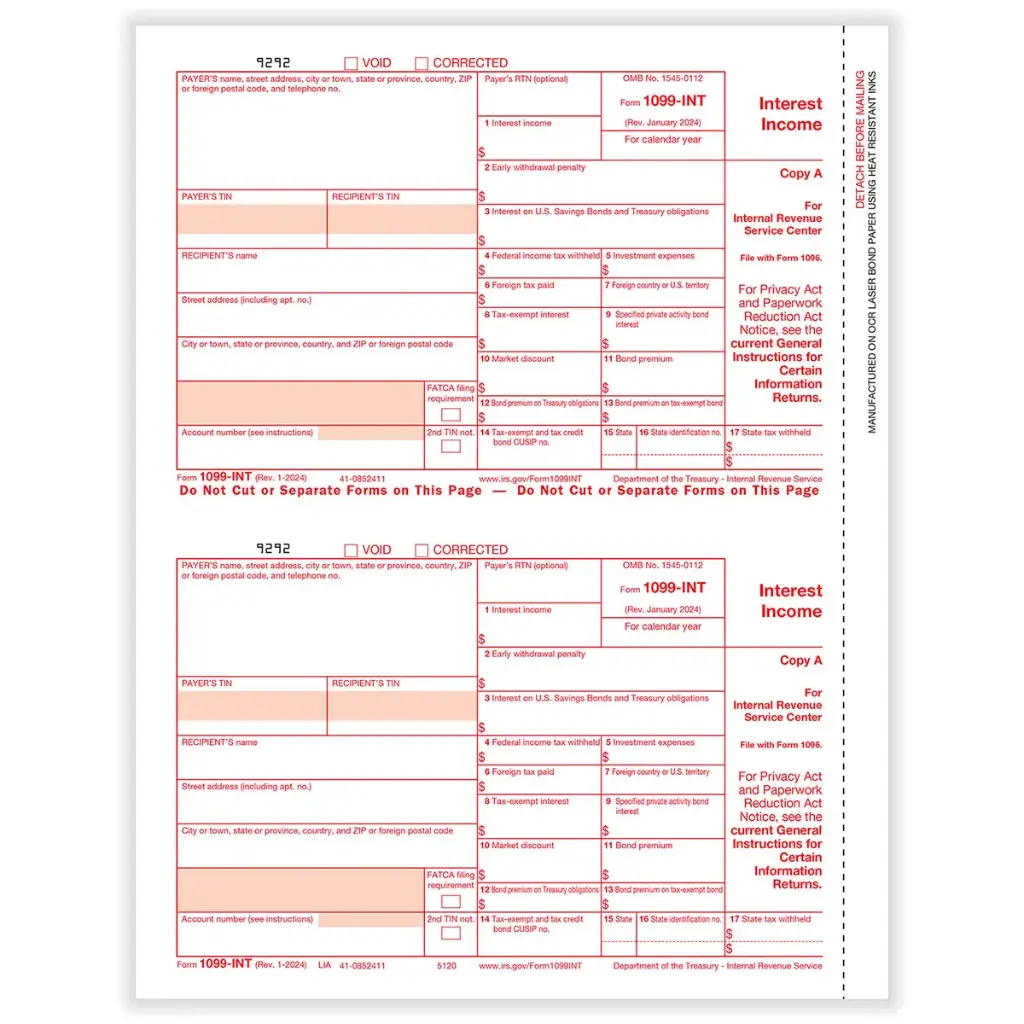 [5120] Tax Form 1099-INT - Copy A Federal (5120)