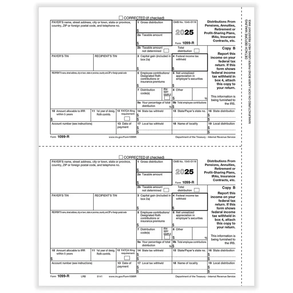 [5141] Tax Form 1099-R - Copy B Recipient (5141)