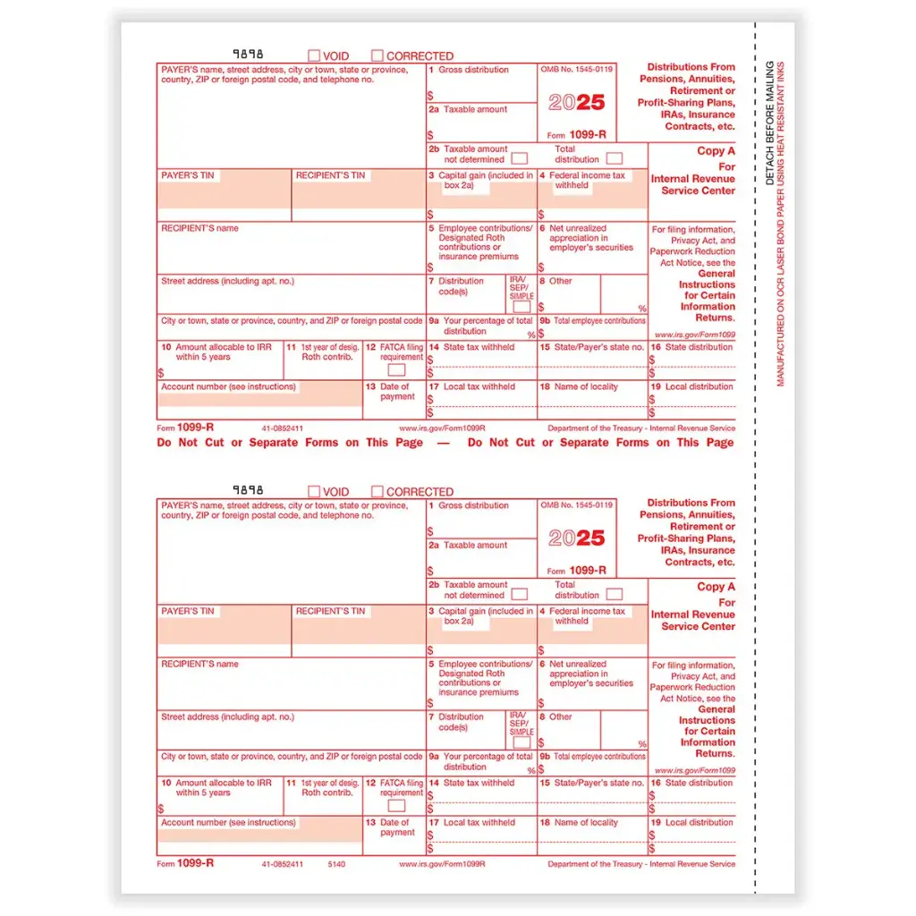 [5140] Tax Form 1099-R - Copy A Federal (5140)