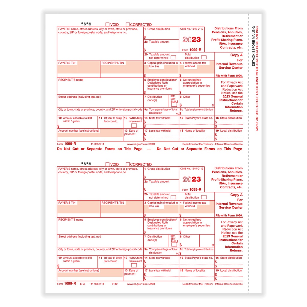 Tax Form 1099-R - Copy A Federal (5140)