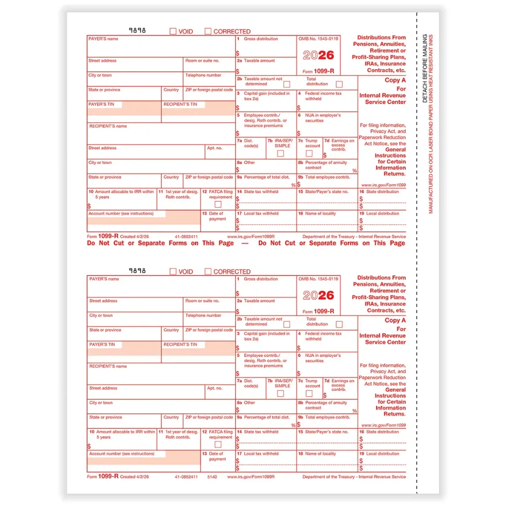 Tax Form 1099-R - Copy A Federal (5140)