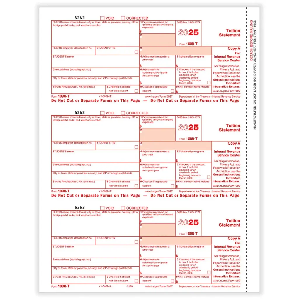 [5180] Tax Form 1098-T - Copy A Federal (5180)