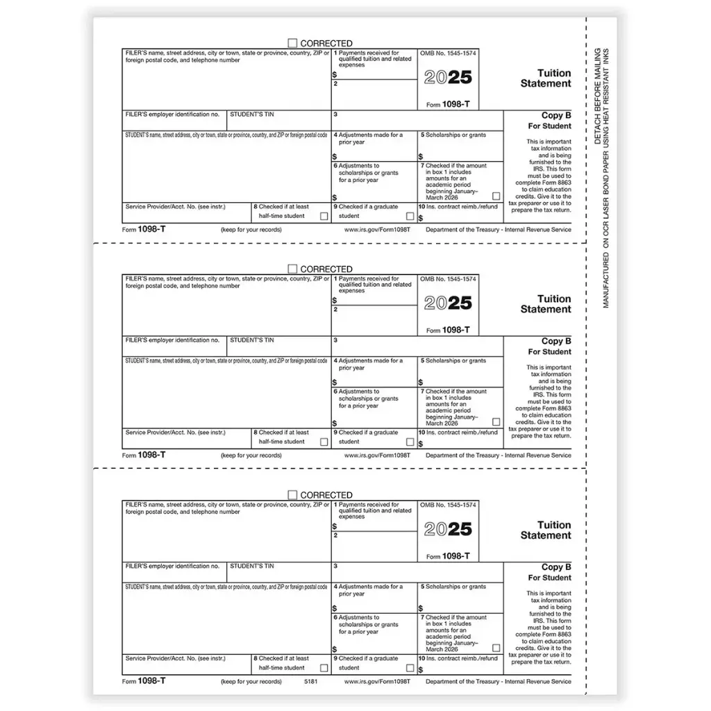 [5181] Tax Form 1098-T - Copy B Student (5181)
