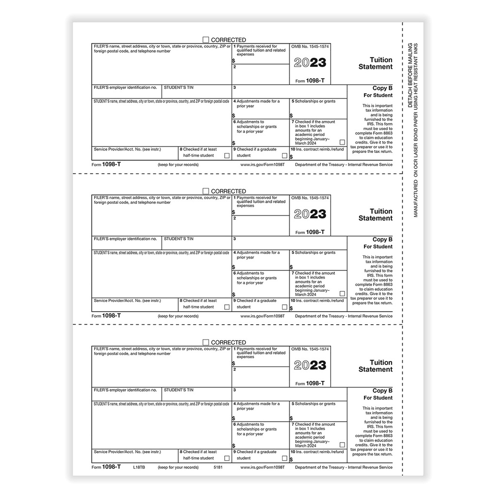 Tax Form 1098-T - Copy B Student (5181)
