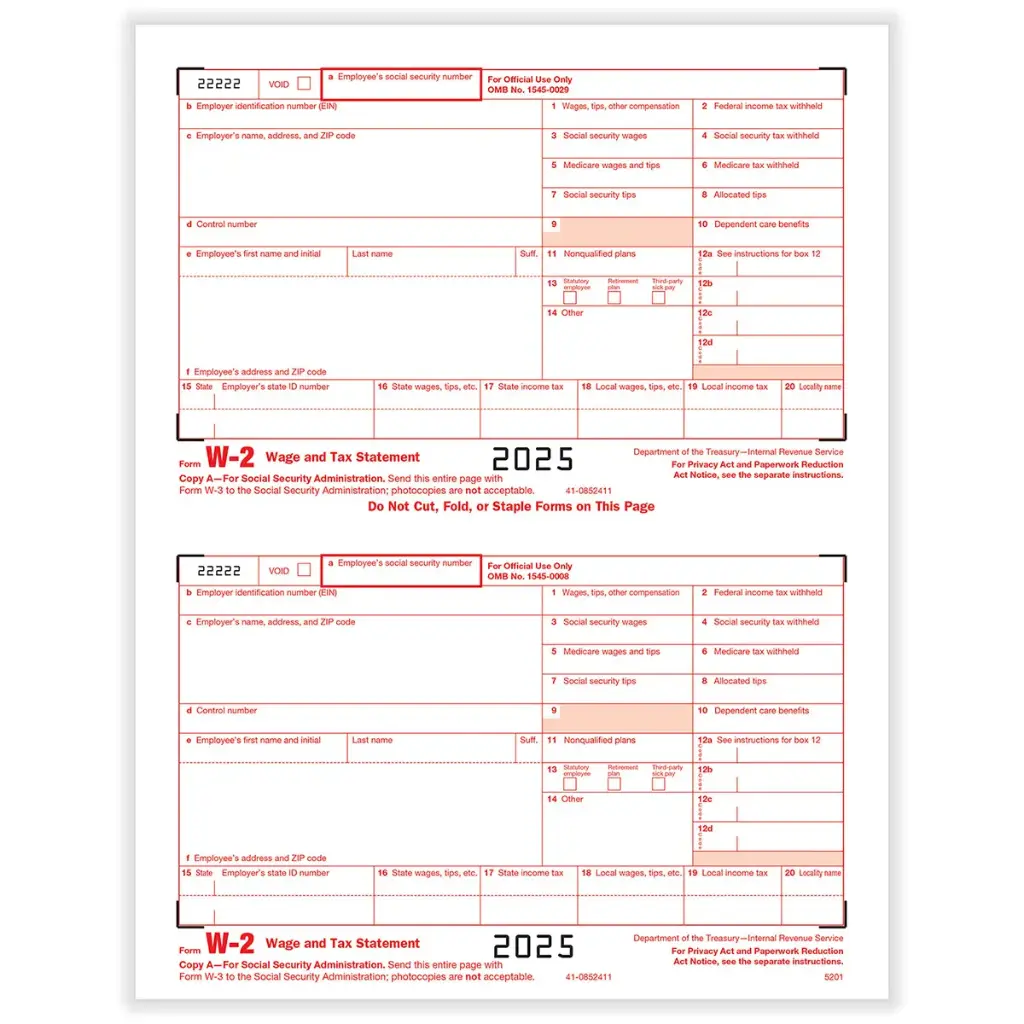 [5201] Tax Form W-2 - Copy A - 2up (5201)