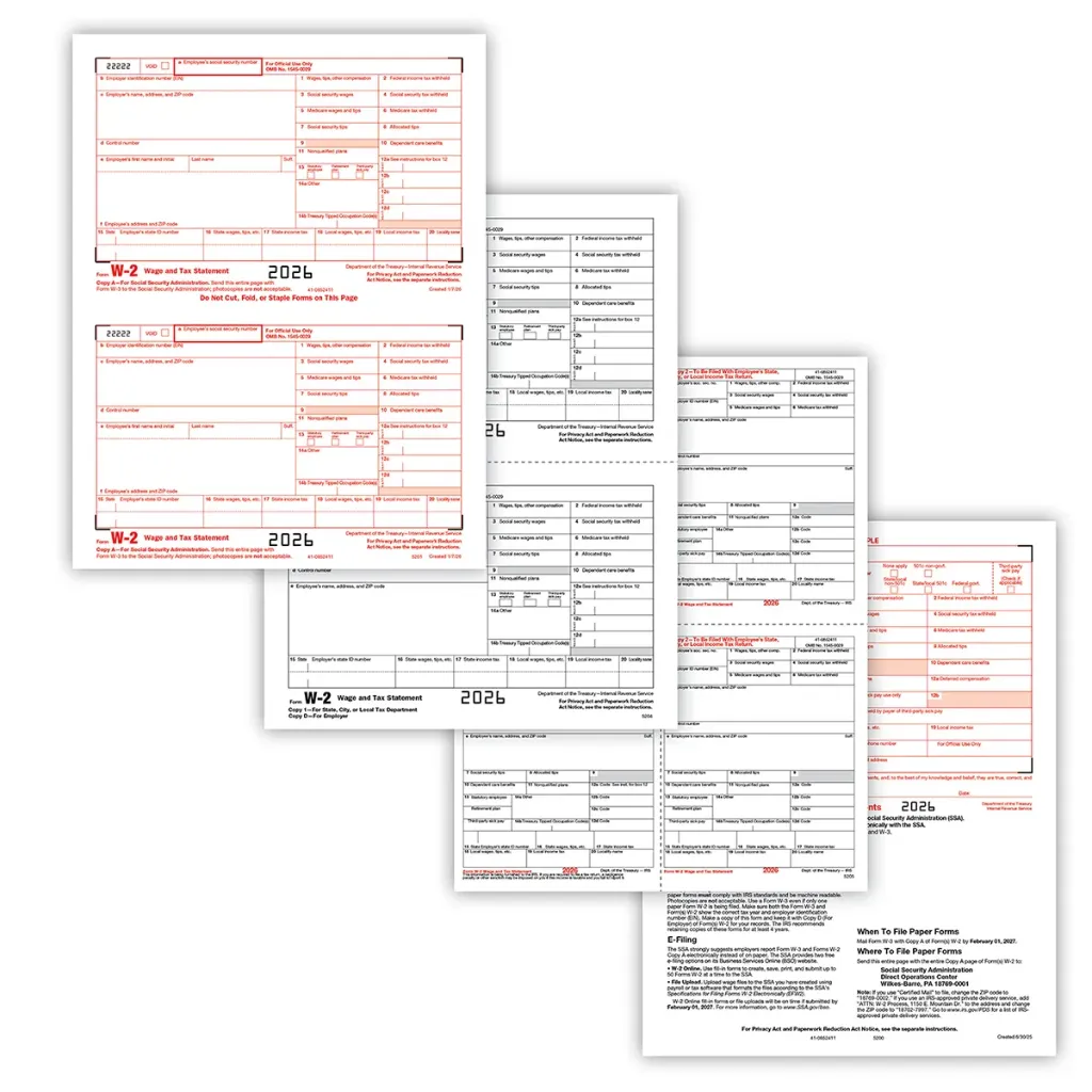 [5846] 4-Up W-2 Convenience Set - 6 Part (5846) (50 Employees)