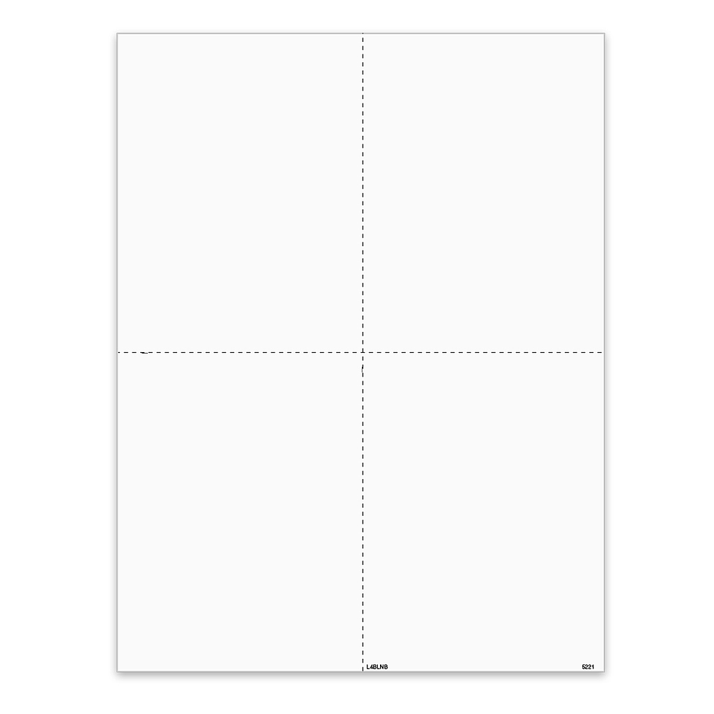 [5221] 4-Up Blank W-2 or 1099-R Tax Form w/o Backer Instructions (5221)