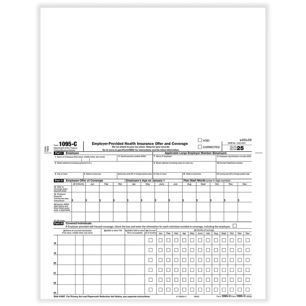 [1095C] Tax Form 1095-C Employer-Provided Health Insurance (1095C)