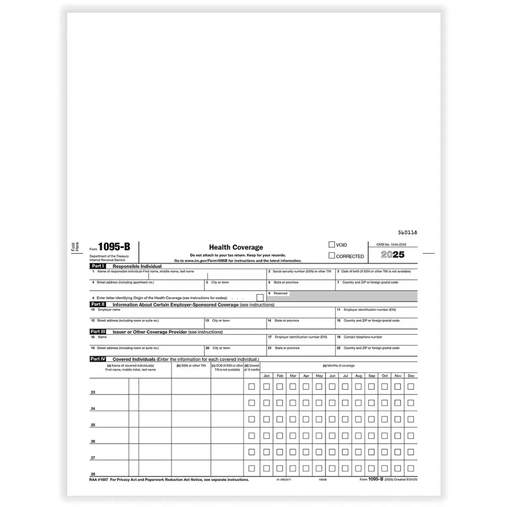 [1095B] Tax Form 1095-B - Health Coverage (1095B)