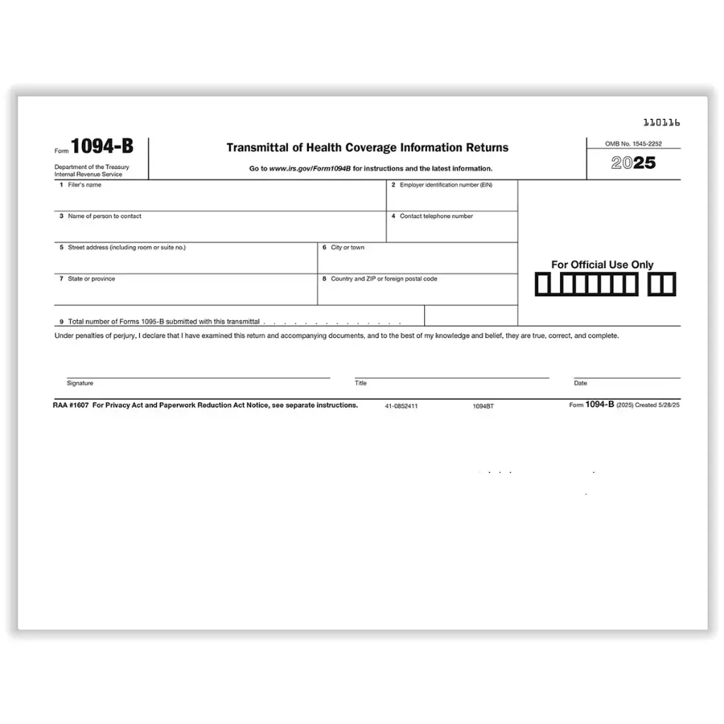 [1094BT25] Tax Form 1094-B Transmittal of Health Coverage (1094BT)