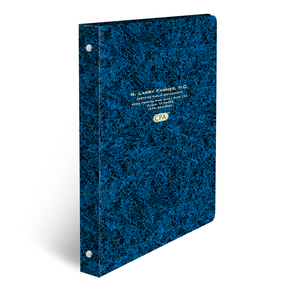 [291-701] Marble Foil Stamped 3-Ring Binders (Bluestone - 22 pt. Gloss Laminated)