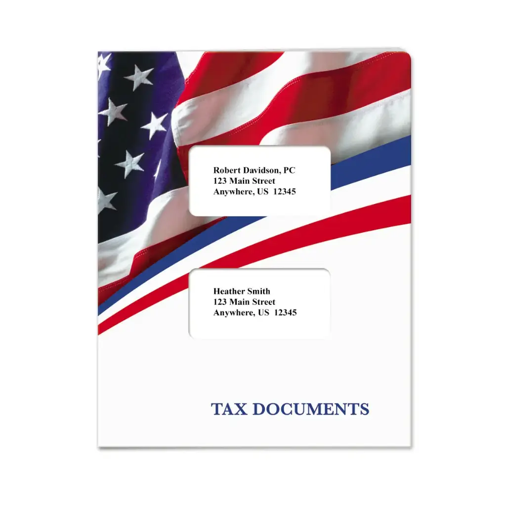 [291-L19FG] Flag Tax Software Folders - Large Windows (Top-Tabs with Right Pocket)