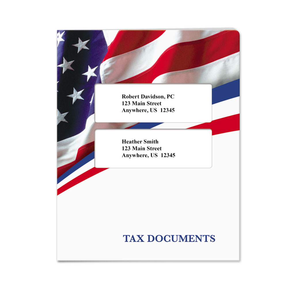 [291-U04TFG] Flag Tax Software Folders - Centered (Top-Tabs with Right Pocket)