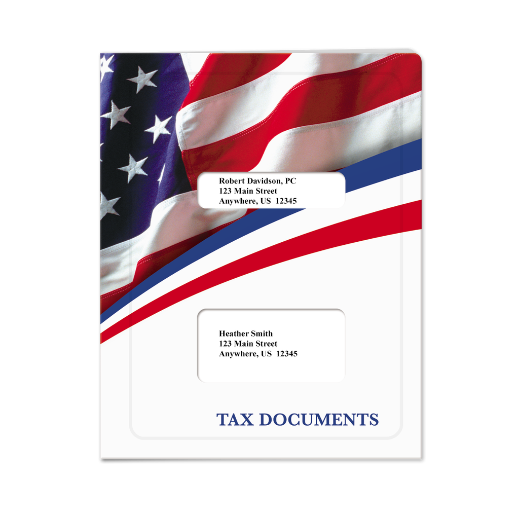 [291-D04FG] Flag Tax Software Folders - Double Window (Top-Tabs with Right Pocket)