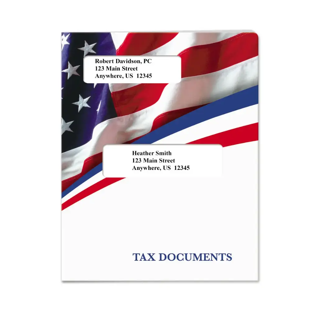 [291-U43FG] Flag Tax Software Folders - Small Offset (Top-Tabs with Right Pocket)