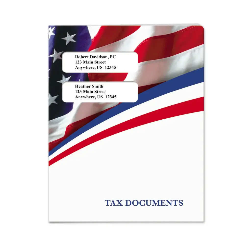 [291-L24FG] Flag Tax Software Folders - Small Windows (Top-Tabs with Right Pocket)