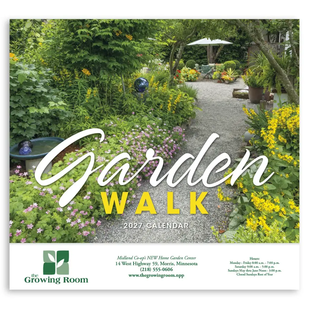 [230-116] Garden Walk Wall Calendar (Printed in Black Ink)