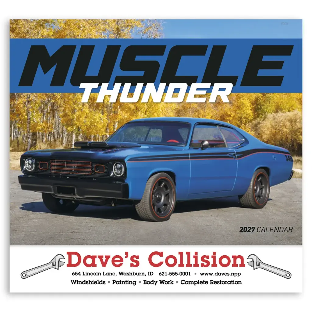 [230-150] Muscle Thunder Car Wall Calendar (Printed in Black Ink)