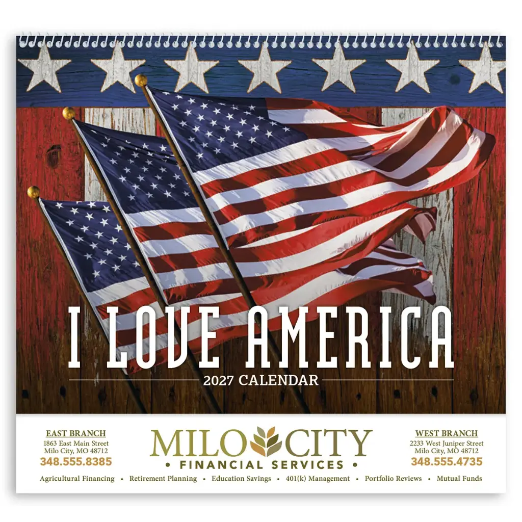 [230-096] I Love America Wall Calendar (Printed in Black Ink)