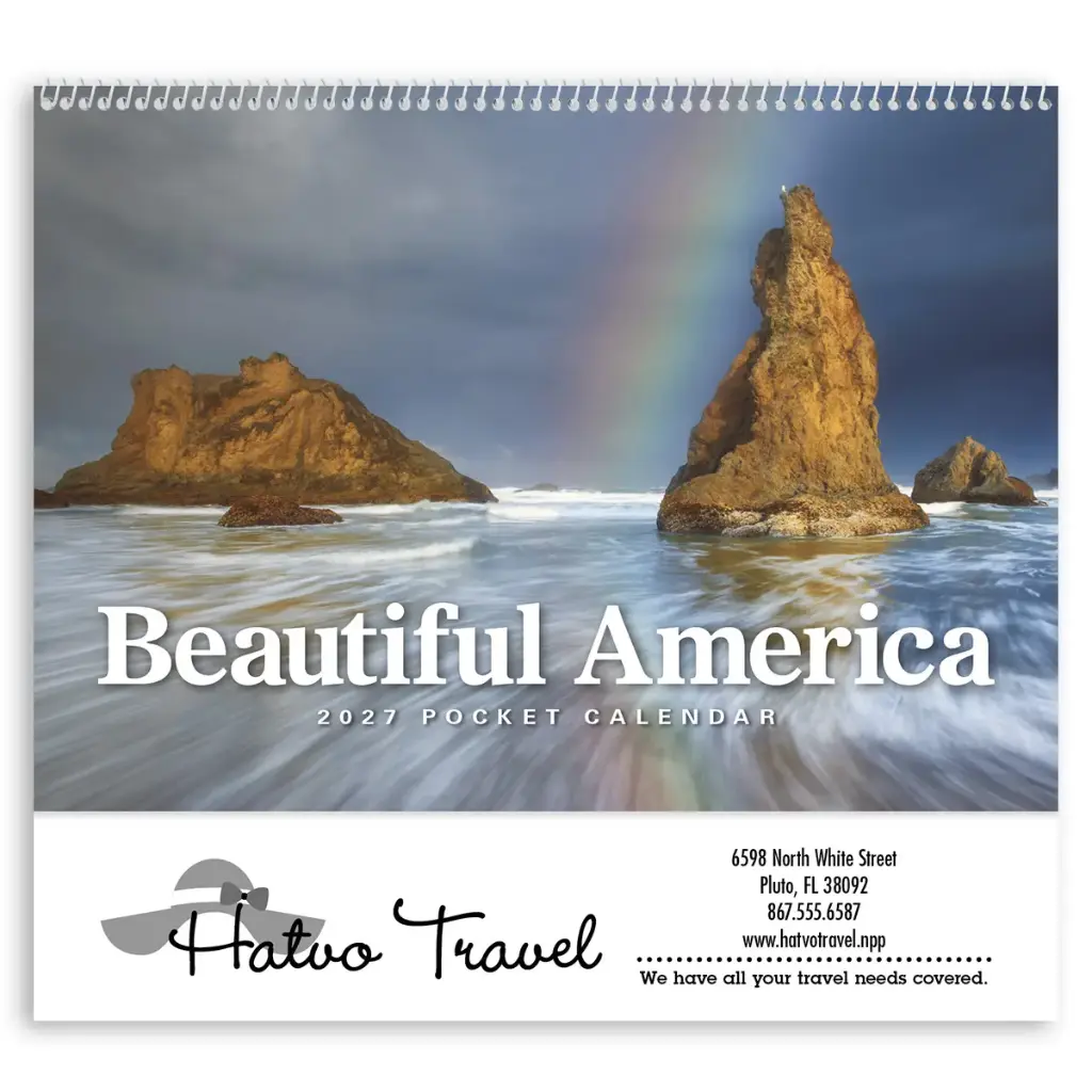[230-070] Beautiful America Pocket Wall Calendar (Printed in Black Ink)