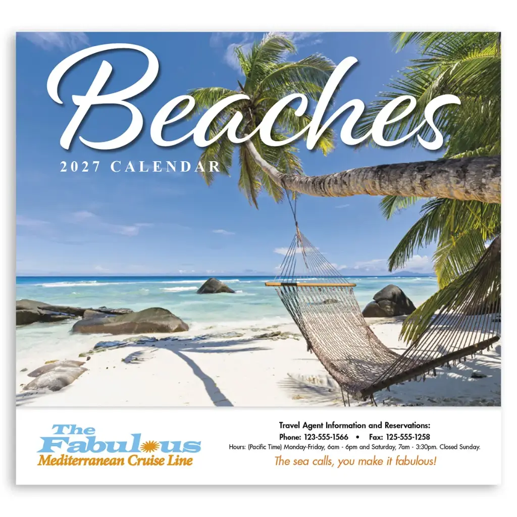 [230-185] Beaches Appointment Wall Calendar (Printed in Black Ink)