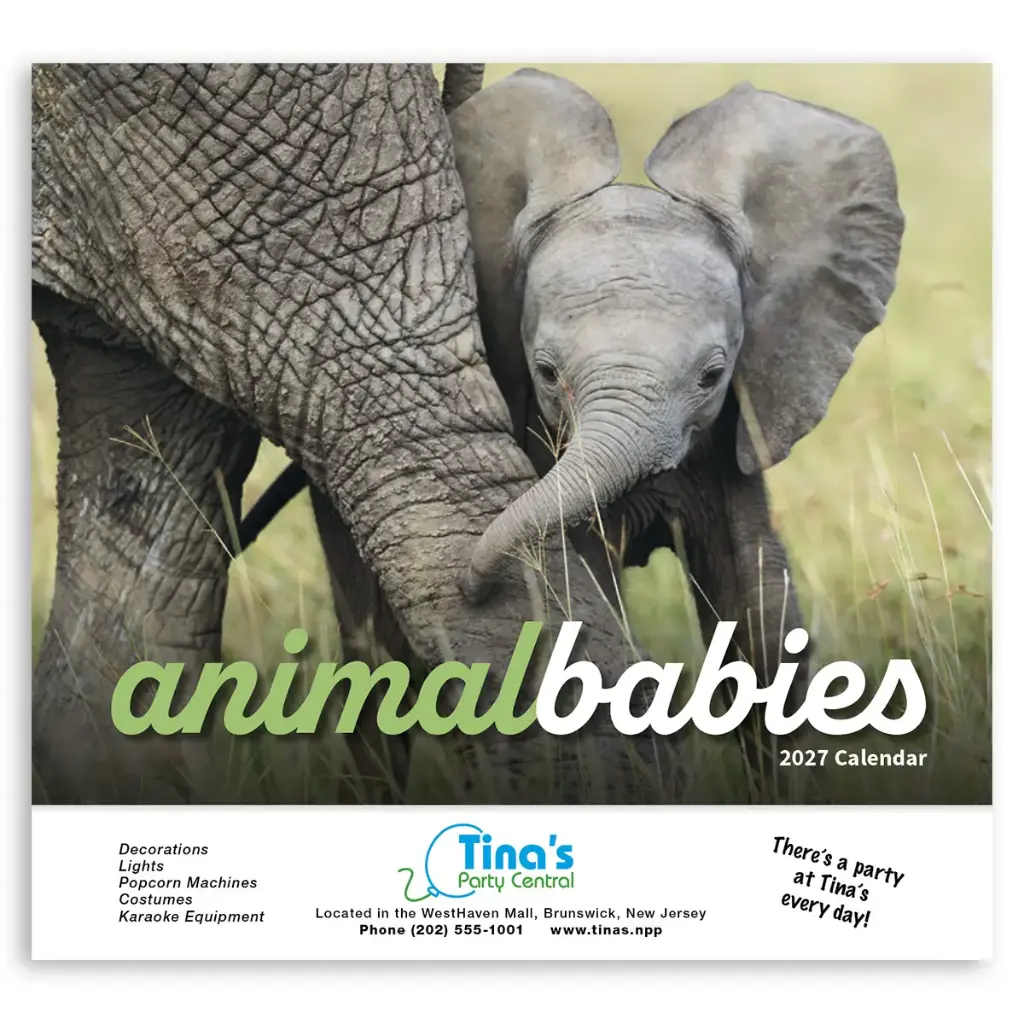 [230-153] Animal Babies Appointment Wall Calendar (Printed in Black Ink)