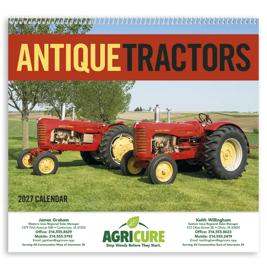 [230-340] Antique Tractors Wall Calendar (Printed in Black Ink)
