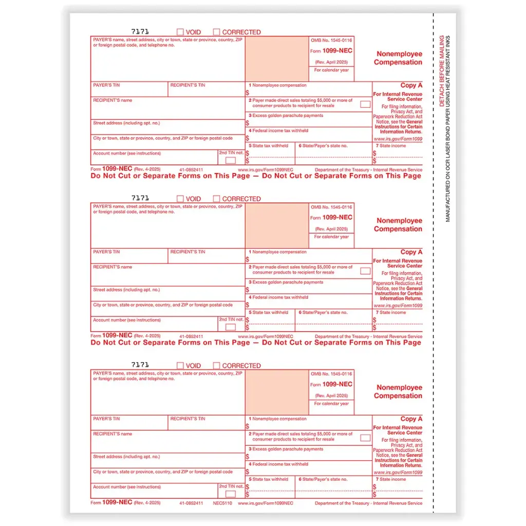 [NEC5110] Tax Form 1099-NEC - Copy A Federal (NEC5110)