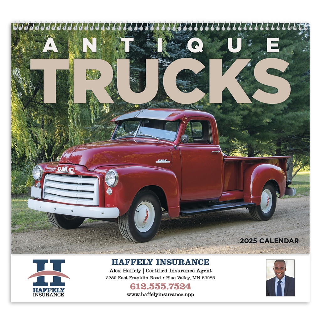 [230-008] Antique Trucks Wall Calendar (Printed in Black Ink)