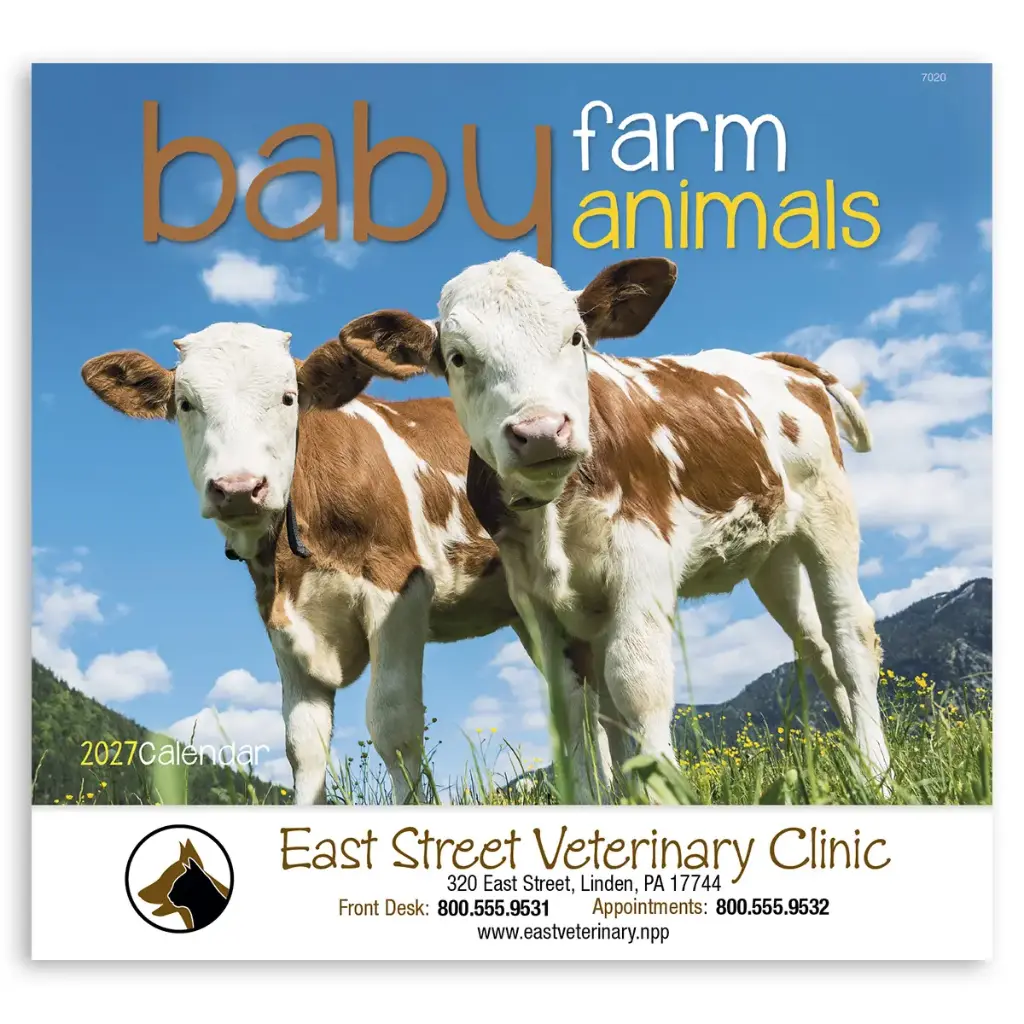 [230-106] Baby Farm Animals Wall Calendar (Printed in Black Ink)