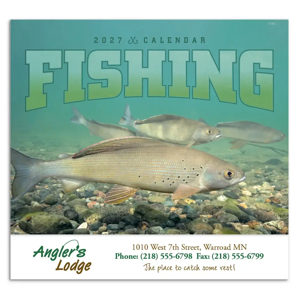 [230-027] Fishing Wall Calendar (Printed in Black Ink)