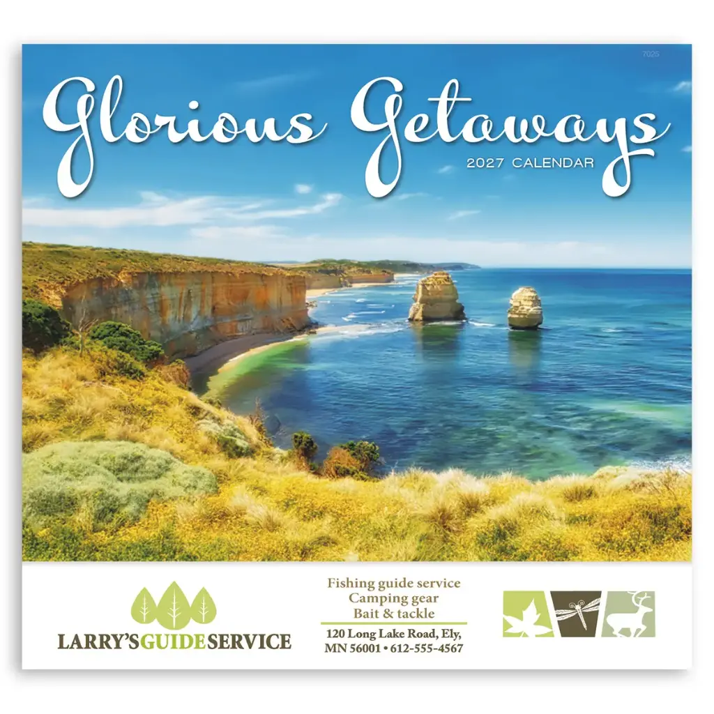 [230-124] Glorious Getaways Wall Calendar (Printed in Black Ink)