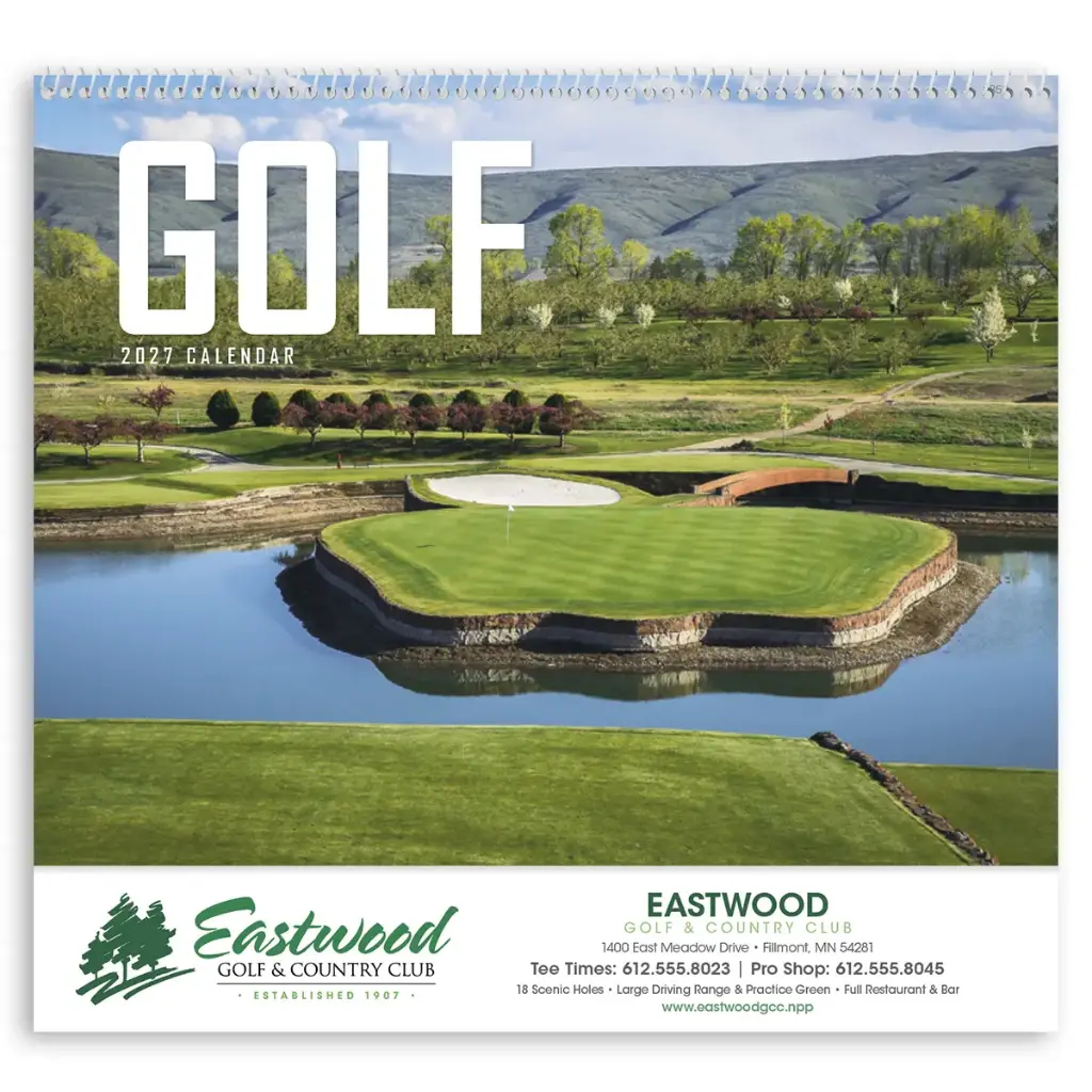 [230-011] Golf Wall Calendar (Printed in Black Ink)