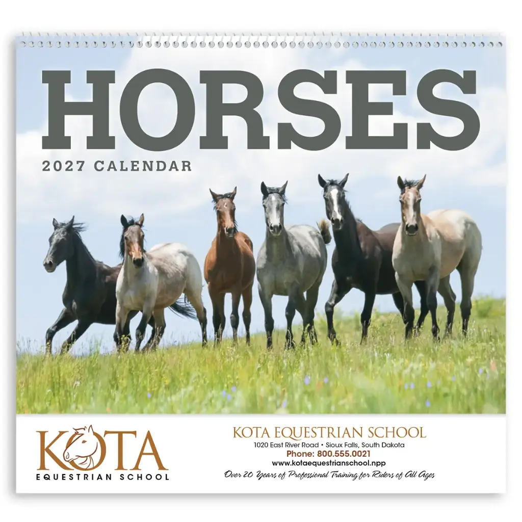 [230-351] Horses Wall Calendar (Printed in Black Ink)