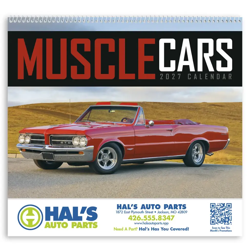 [230-337] Muscle Cars Wall Calendar (Printed in Black Ink)