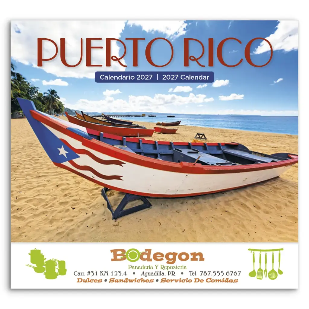[230-173] Puerto Rico Scenic Wall Calendar (Printed in Black Ink)