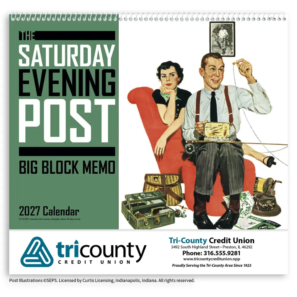 Saturday Evening Post Big Block Memo Wall Calendar