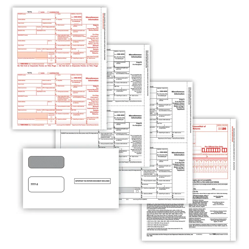[6103E10] 2-Up 1099-MISC Convenience Set with Envelopes - 4 Part (6103E) (10 Employees)
