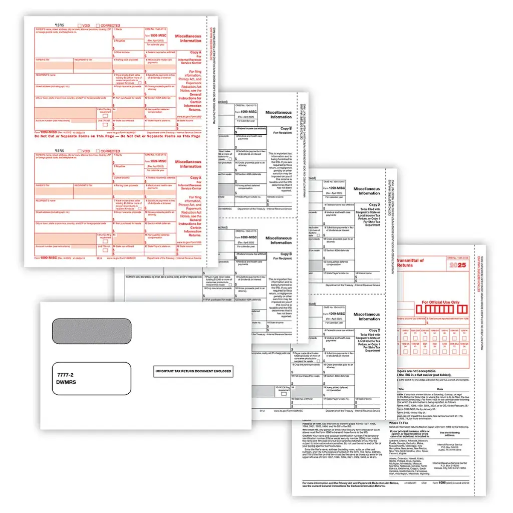 2-Up 1099-MISC Convenience Set with Envelopes - 4 Part (6103E)(10 Employees)
