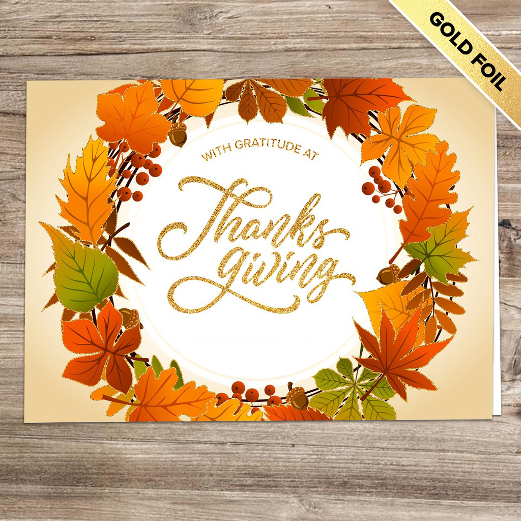 Autumn Wreath Business Thanksgiving Card