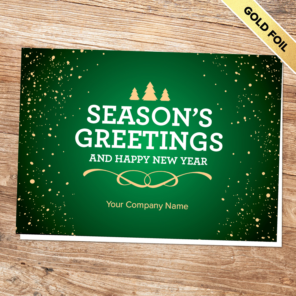 [310-1022P] Glittering Business Holiday Card - Green (FREE Blank Envelopes)