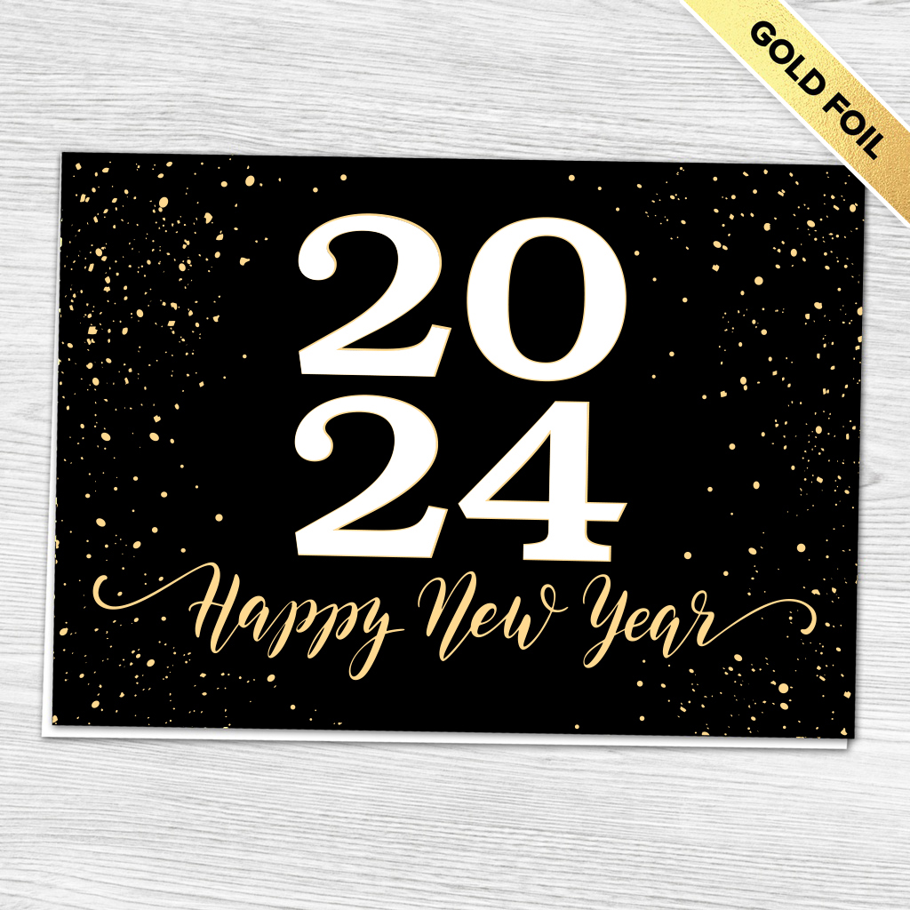 [310-1028] Happy New Year Business Holiday Cards (FREE Blank Envelopes)