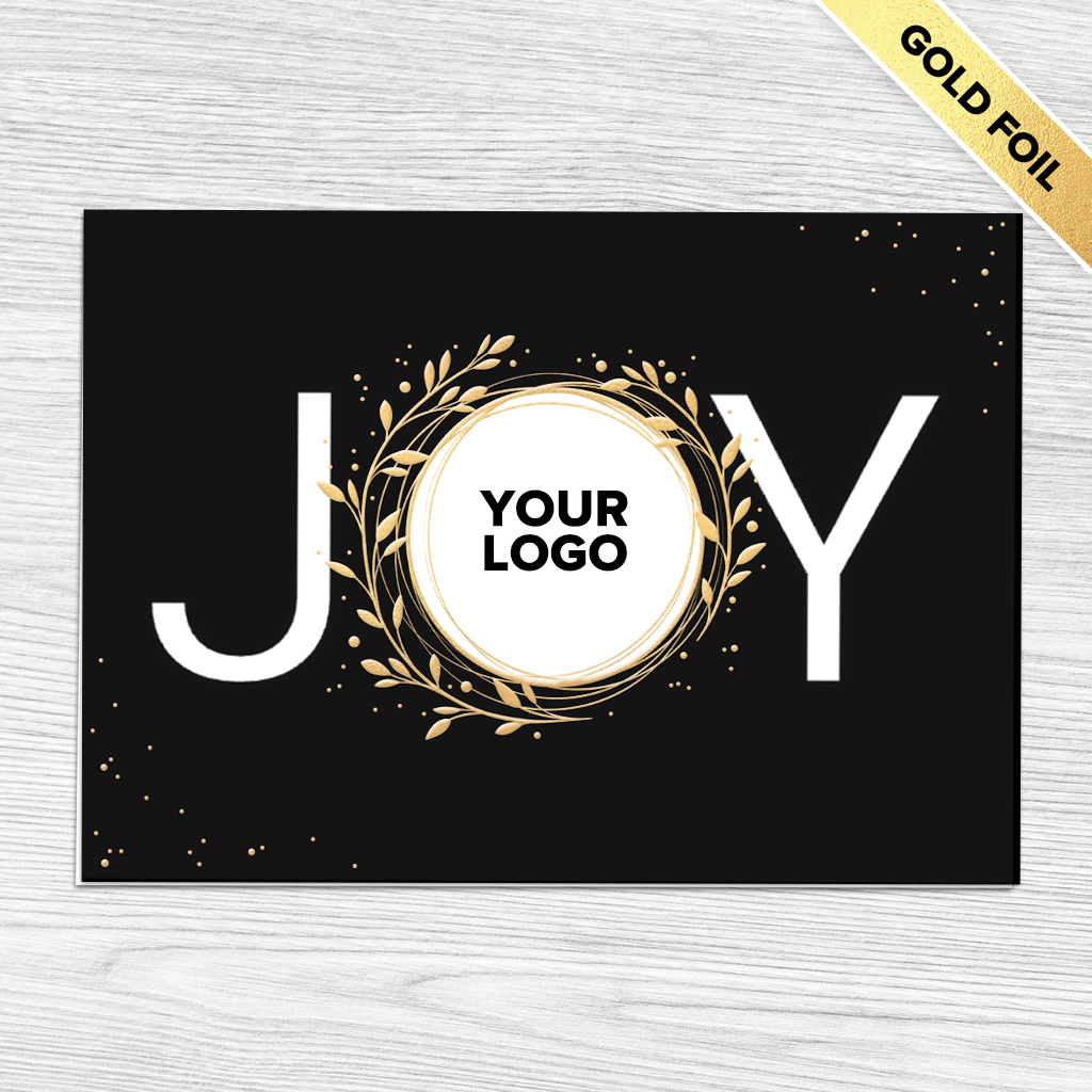 [310-1032] JOY Business Holiday Card with Logo (FREE Blank Envelopes)