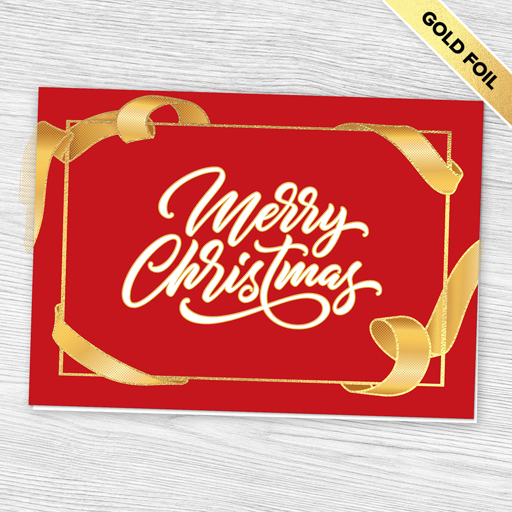 [310-1033] Gold Ribbon Company Christmas Card (FREE Blank Envelopes)