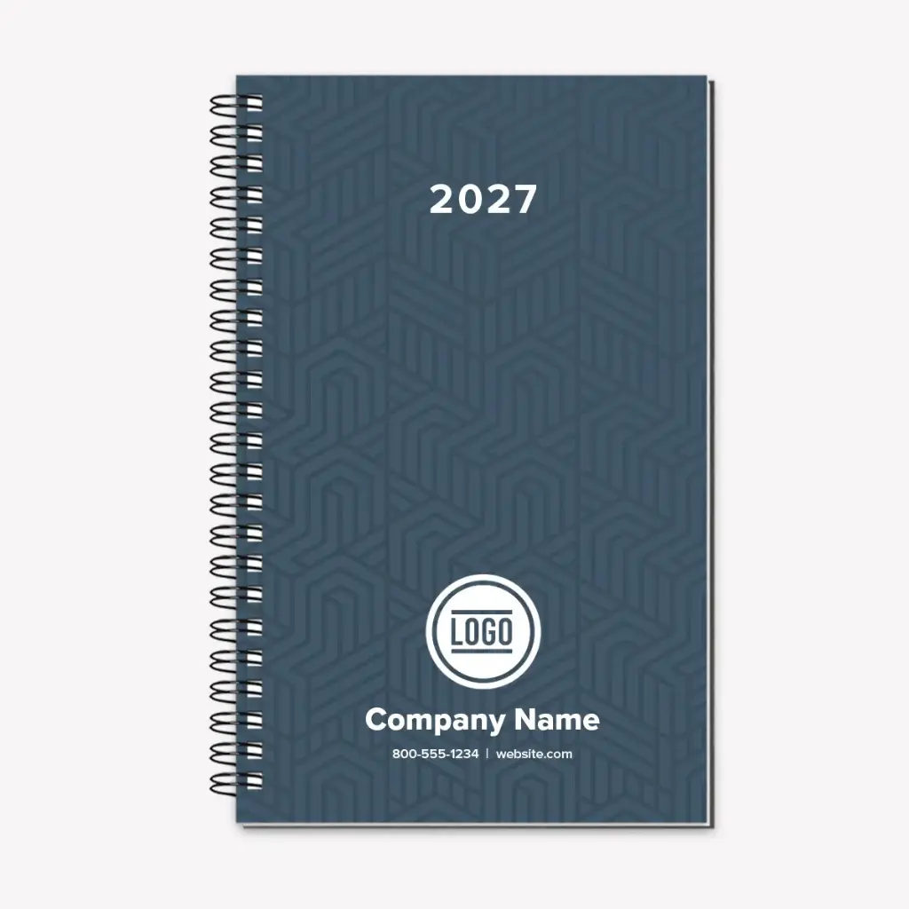 [240-W-CB52] Geometric Slate Blue Custom Diaries (Weekly)