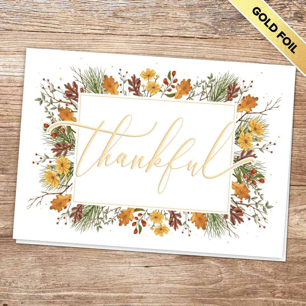 [310-1039] Thankful Traditional Thanksgiving Card (FREE Blank Envelopes)